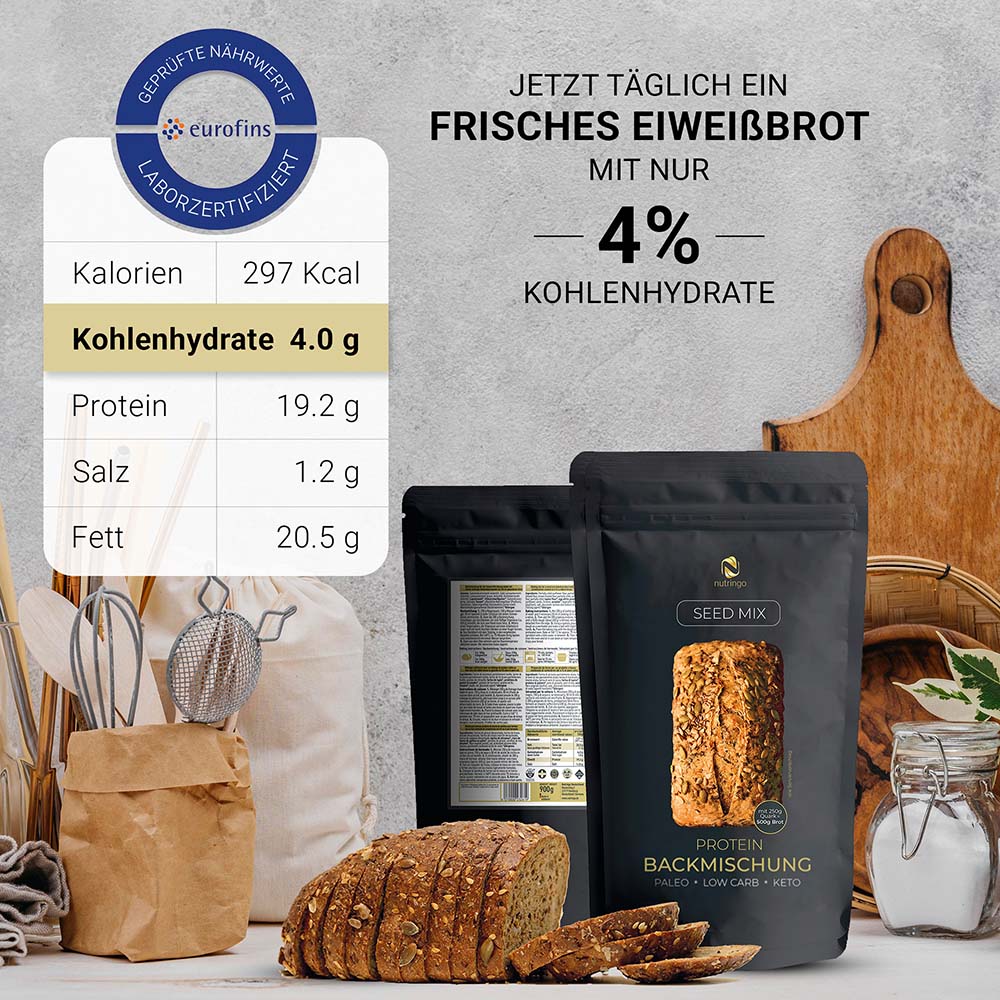 Nutringo®- Seed Mix Eiweissbrot Backmischung - 1000g. - für 5 Brote